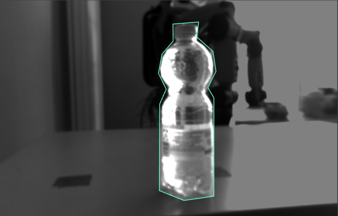 Vision output outlining a detected bottle