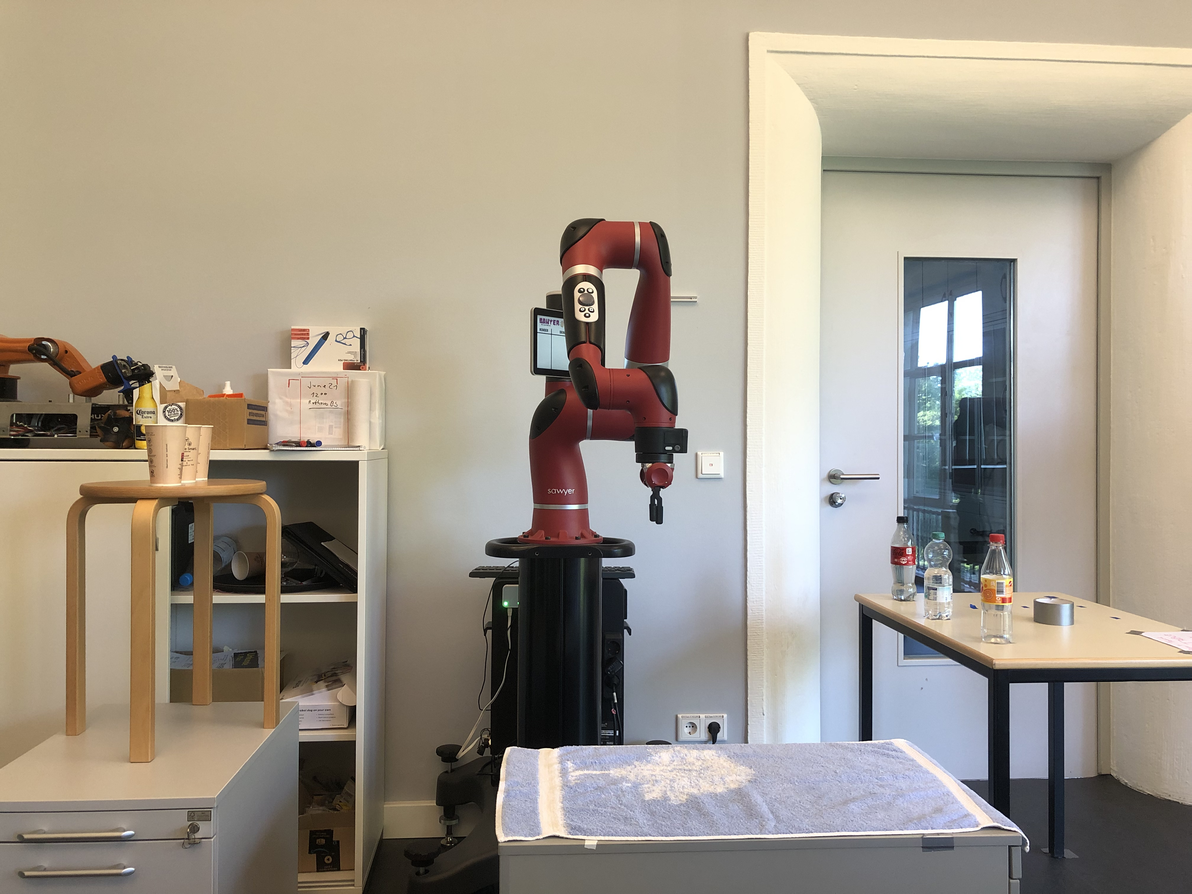 Sawyer robot installed in the laboratory for the bartender application