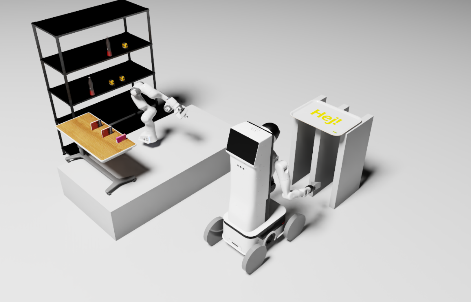 Robot manipulator packing requested items in the simulated hospital environment