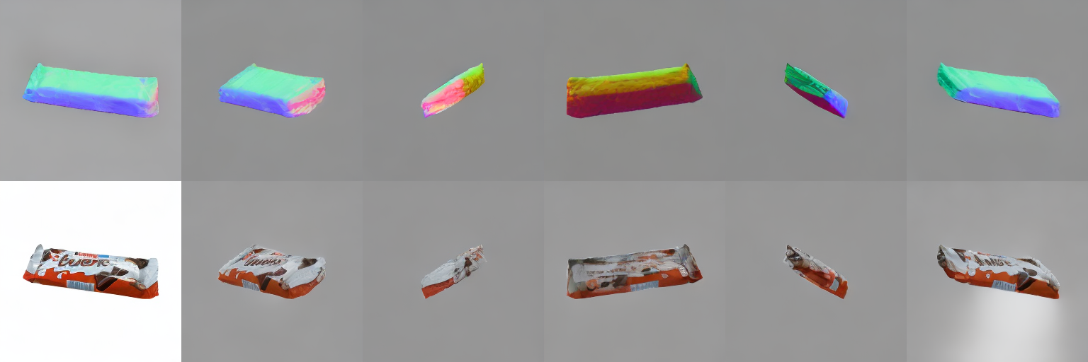 Grid of reconstructed Kinder Bueno viewpoints and corresponding surface-normal representations